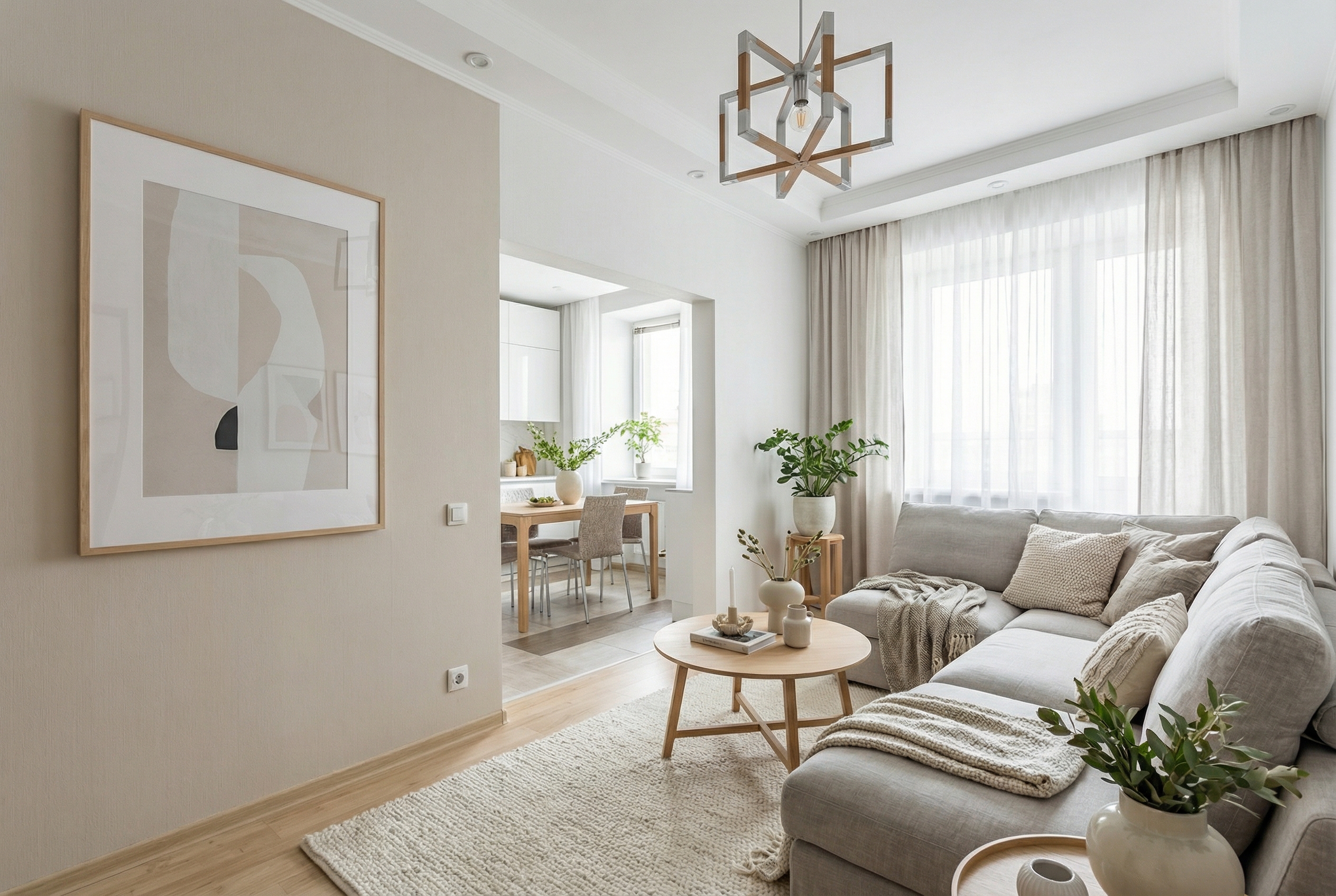 Дизайн гостиной в стиле Сканди — фото интерьера от нейросети RoomGPT