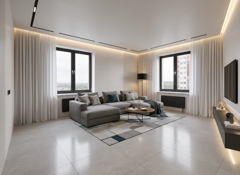 Дизайн интерьера в стиле Контемпорари — Гостиная от нейросети RoomGPT