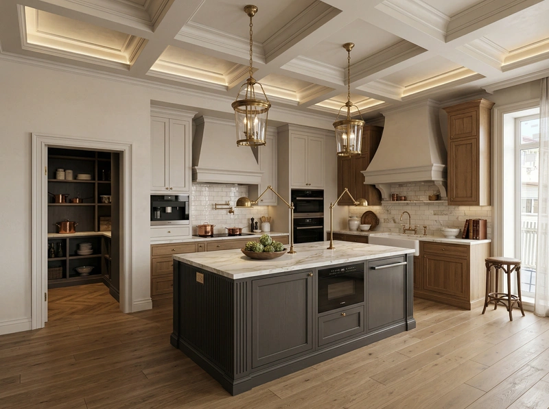 Дизайн кухни в стиле Классика — фото интерьера от нейросети RoomGPT