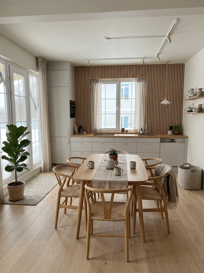 Дизайн интерьера в стиле Хюгге — Кухня от нейросети RoomGPT