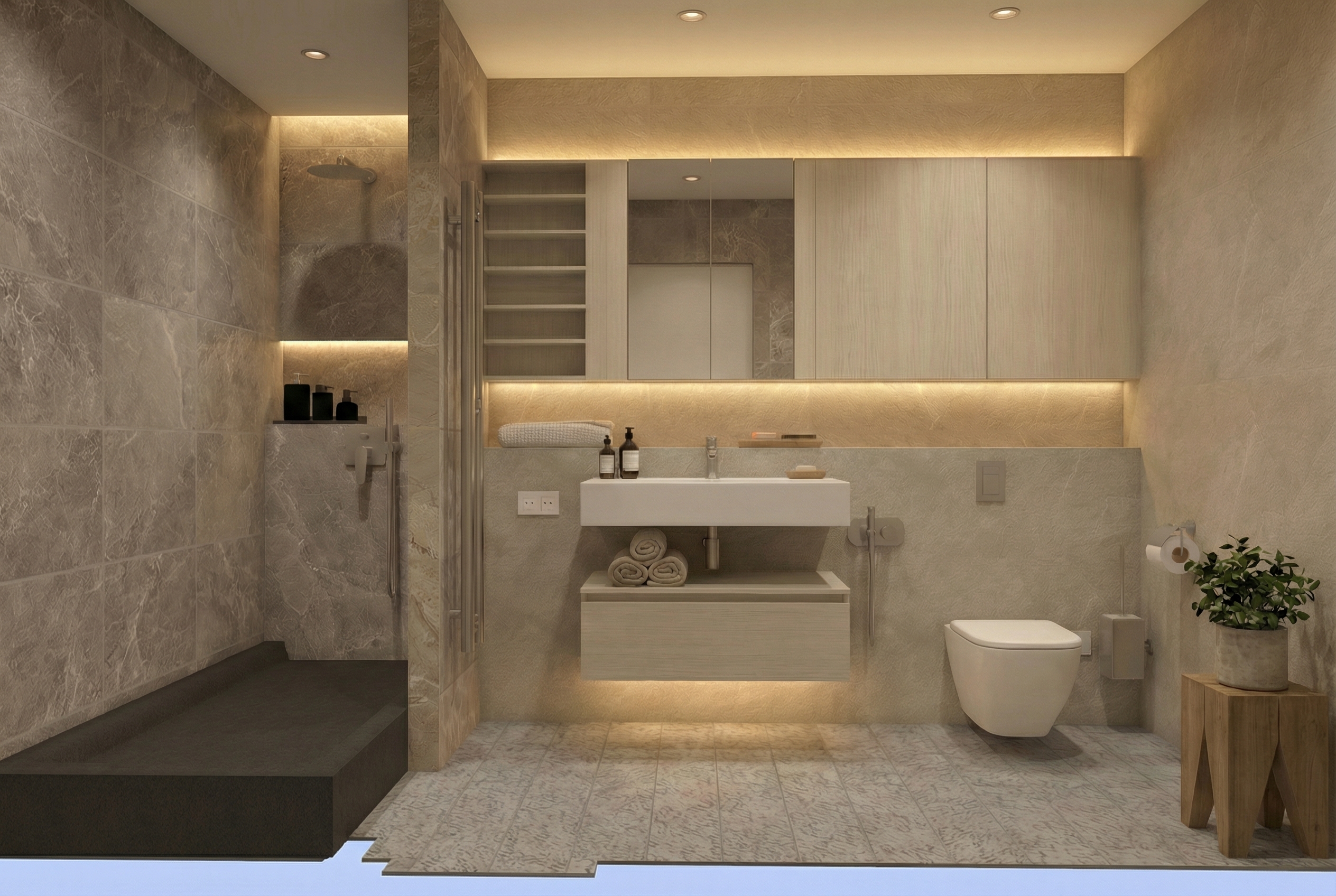 Дизайн ванной в стиле Минимализм — фото интерьера от нейросети RoomGPT