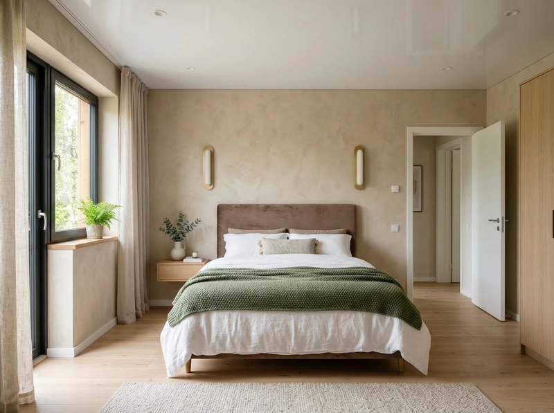 Дизайн спальни в стиле Сканди — фото интерьера от нейросети RoomGPT