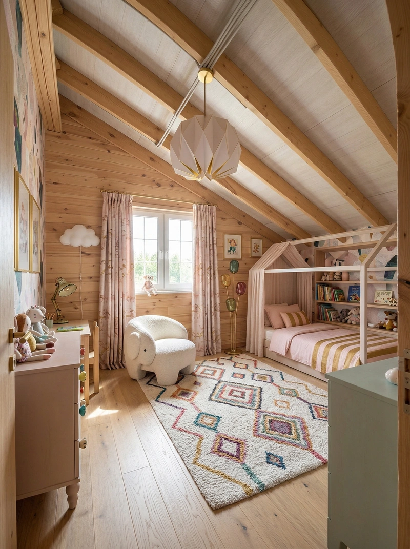 Дизайн детской в стиле Эклектика — фото интерьера от нейросети RoomGPT