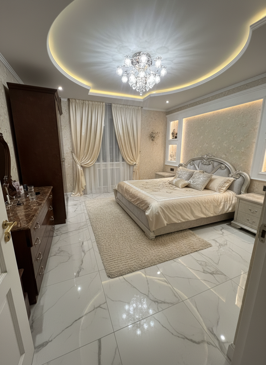 Дизайн спальни в стиле Классика — фото интерьера от нейросети RoomGPT