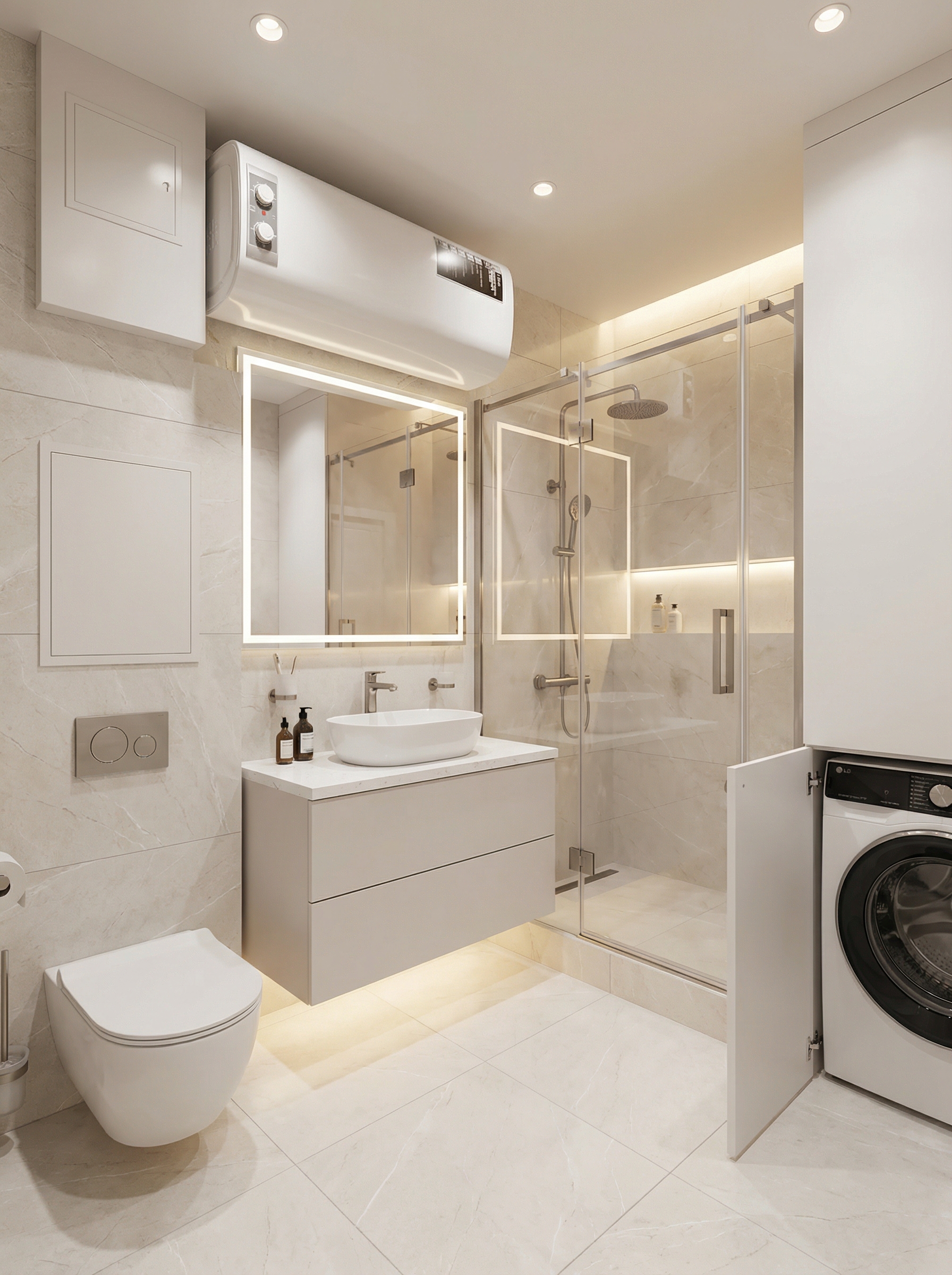 Дизайн ванной в стиле Минимализм — фото интерьера от нейросети RoomGPT