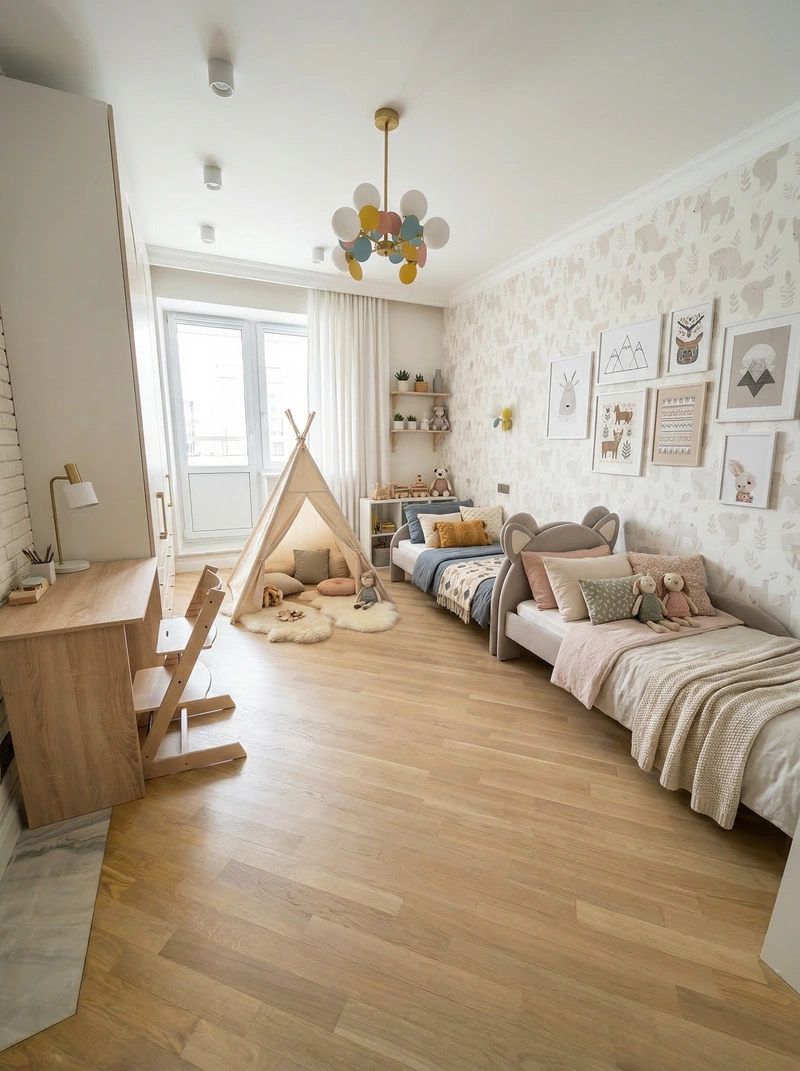 Дизайн детской в стиле Хюгге — фото интерьера от нейросети RoomGPT