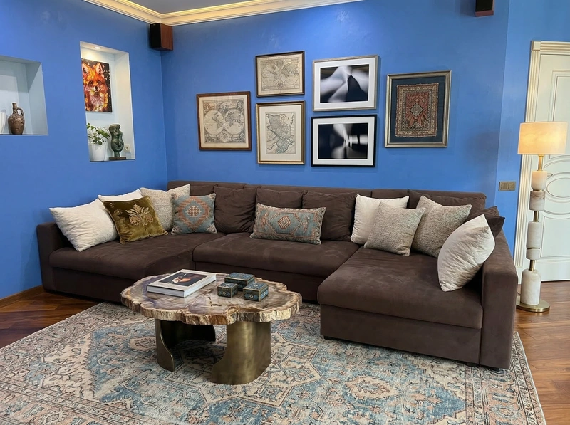 Дизайн гостиной в стиле Эклектика — фото интерьера от нейросети RoomGPT