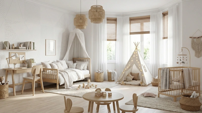 Дизайн интерьера в стиле Хюгге — Детская от нейросети RoomGPT