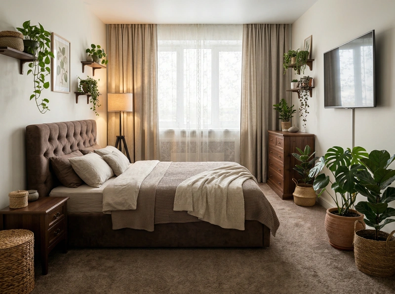 Дизайн спальни в стиле Хюгге — фото интерьера от нейросети RoomGPT