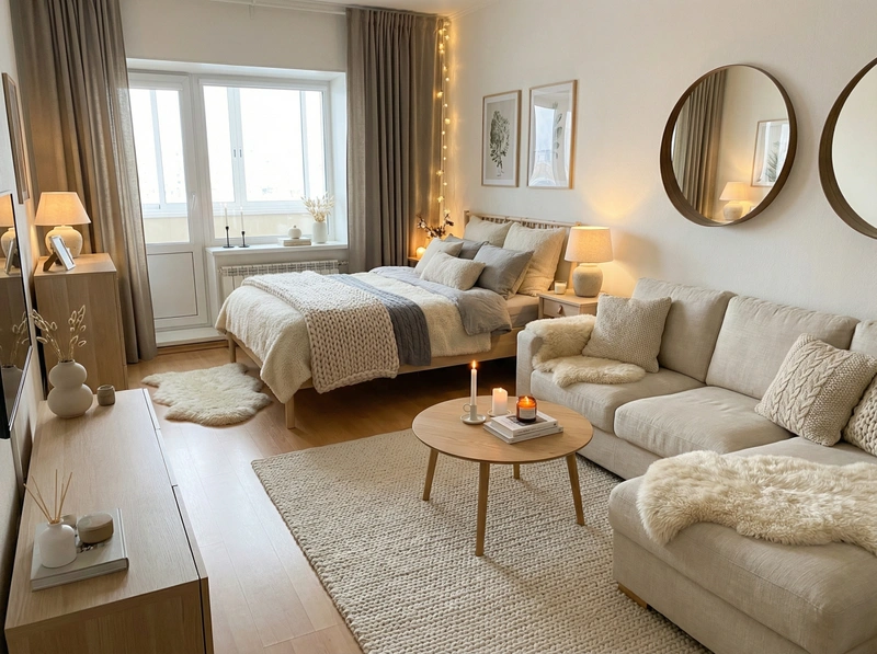 Дизайн интерьера в стиле Хюгге — Гостиная от нейросети RoomGPT