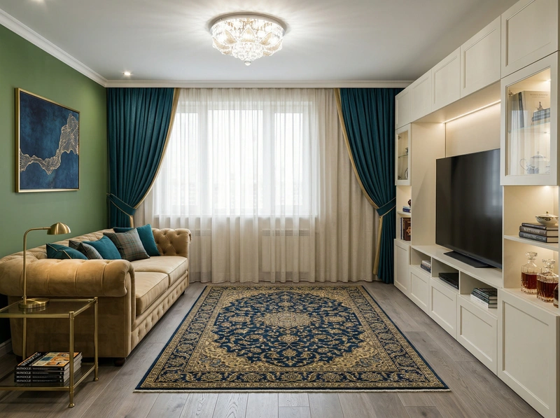 Дизайн гостиной в стиле Британский — фото интерьера от нейросети RoomGPT