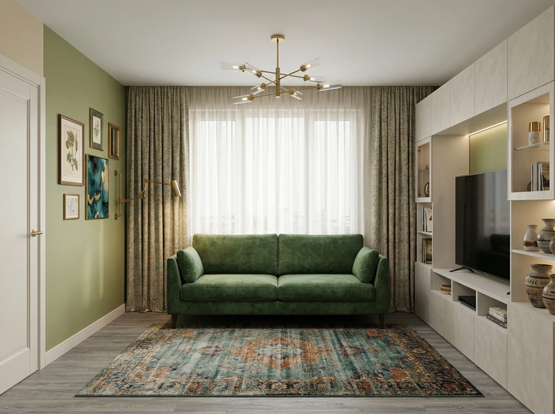 Дизайн гостиной в стиле Эклектика — фото интерьера от нейросети RoomGPT