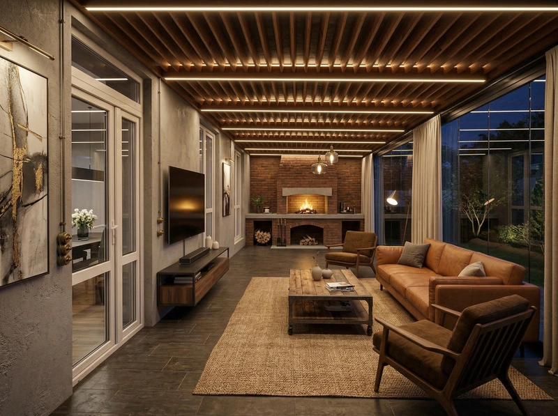 Дизайн гостиной в стиле Лофт — фото интерьера от нейросети RoomGPT