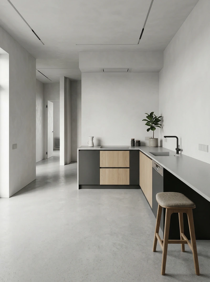 Дизайн интерьера в стиле Минимализм — Кухня от нейросети RoomGPT