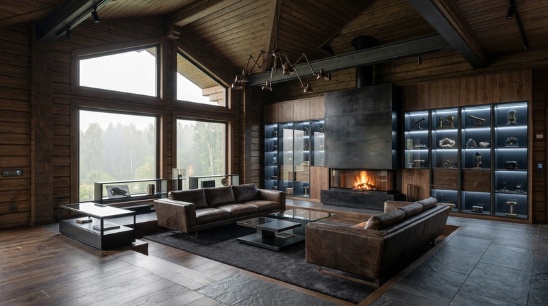 Дизайн гостиной в стиле Блэктэк — фото интерьера от нейросети RoomGPT