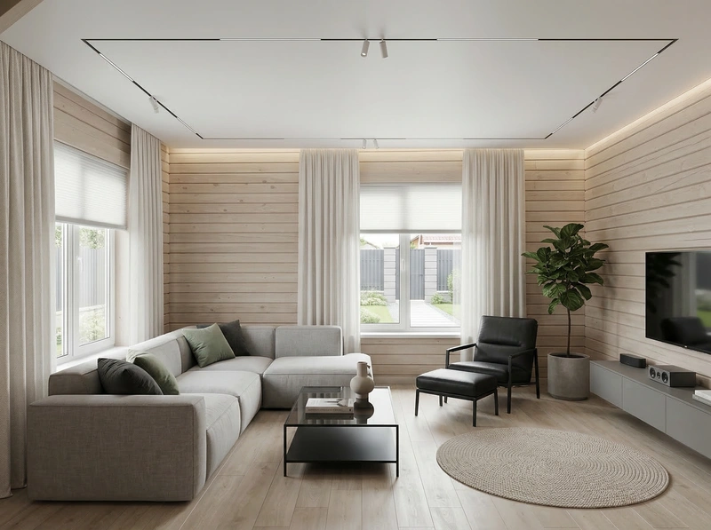 Дизайн интерьера в стиле Минимализм — Гостиная от нейросети RoomGPT