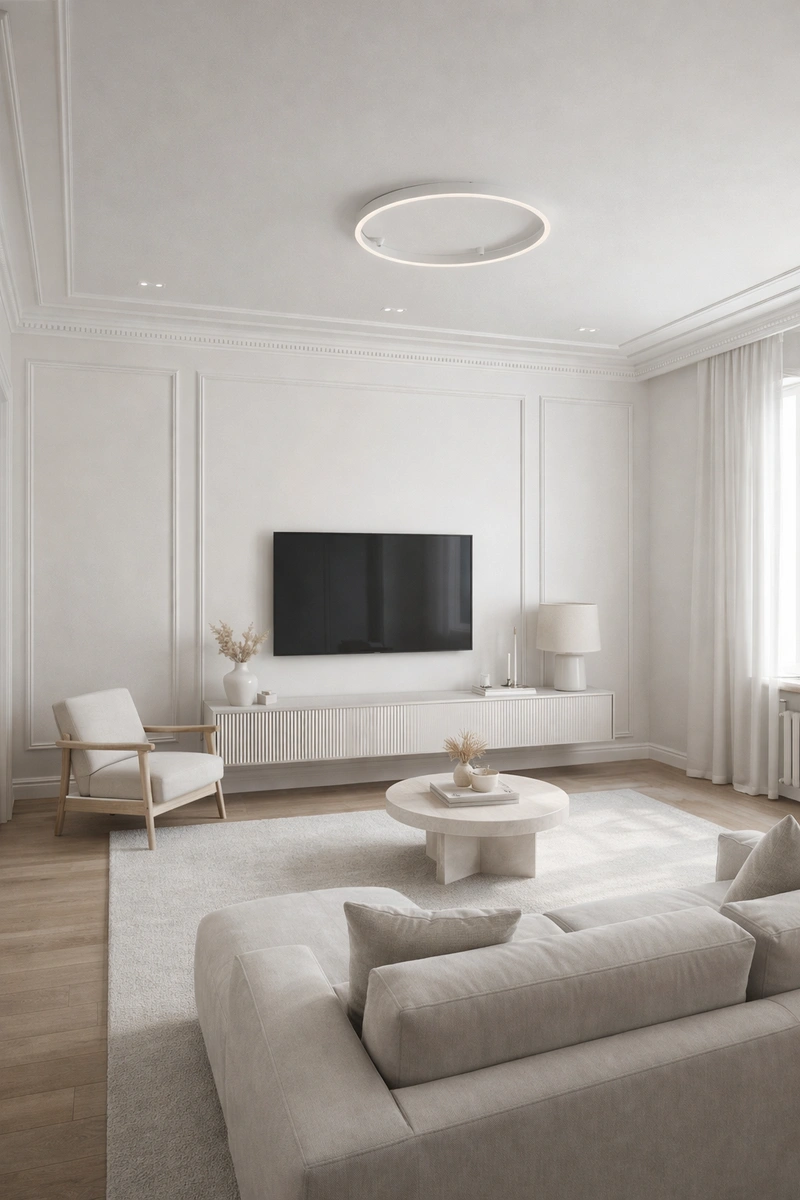 Дизайн интерьера в стиле Минимализм — Гостиная от нейросети RoomGPT