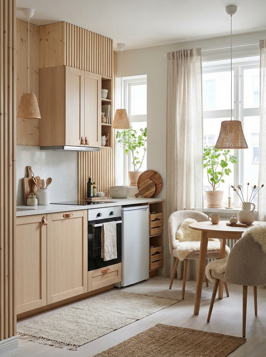Дизайн кухни в стиле Хюгге — фото интерьера от нейросети RoomGPT