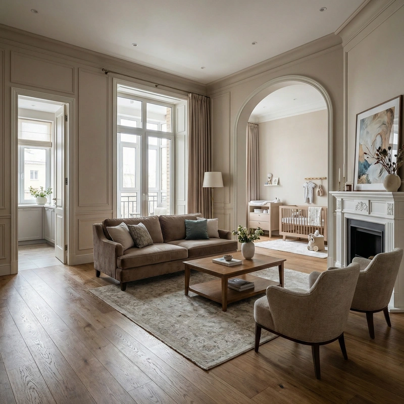 Дизайн интерьера в стиле Классика — Гостиная от нейросети RoomGPT