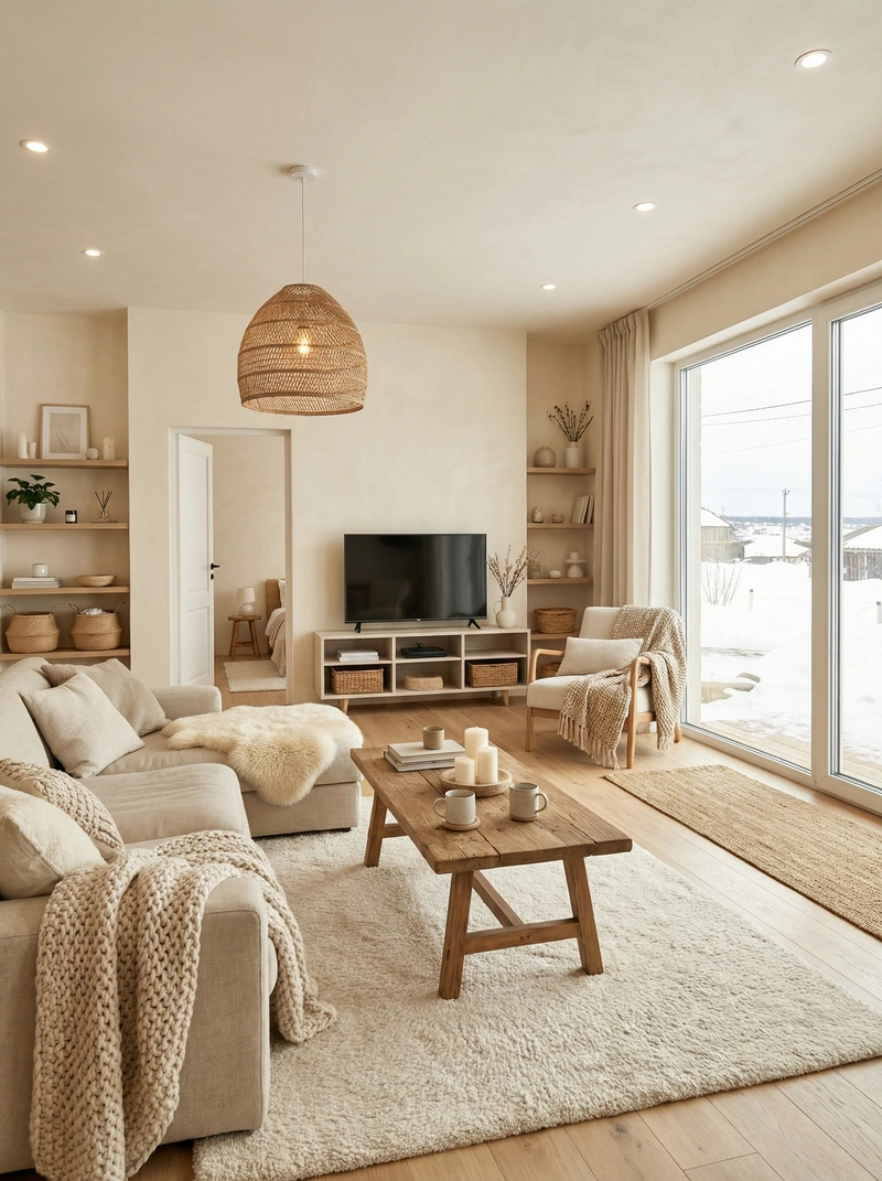 Дизайн интерьера в стиле Хюгге — Гостиная от нейросети RoomGPT