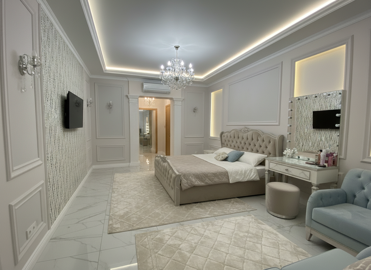 Дизайн спальни в стиле Классика — фото интерьера от нейросети RoomGPT