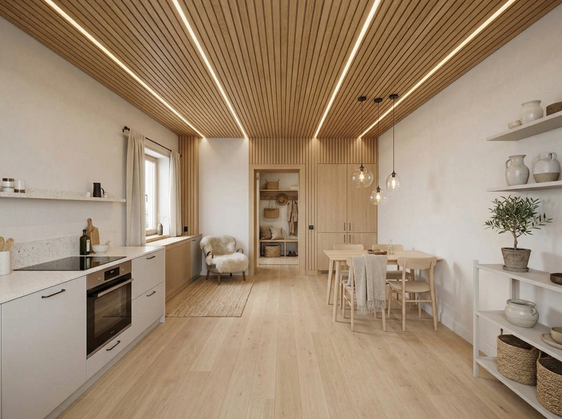 Дизайн кухни в стиле Хюгге — фото интерьера от нейросети RoomGPT