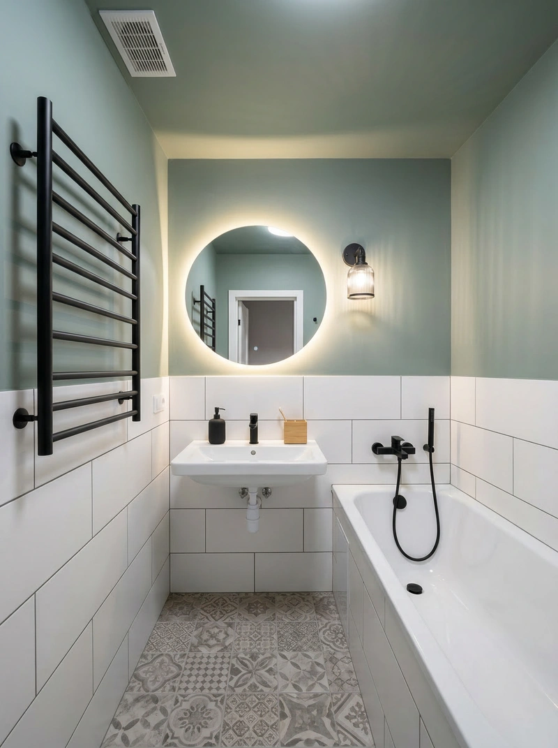 Дизайн ванной в стиле Сканди — фото интерьера от нейросети RoomGPT