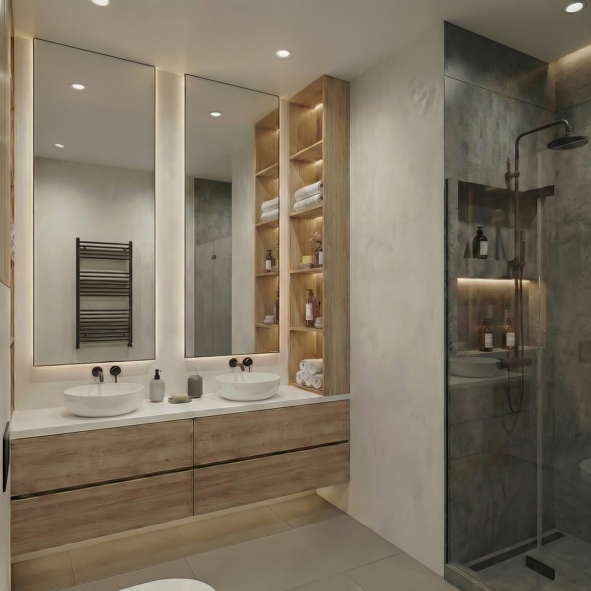 Дизайн ванной в стиле Контемпорари — фото интерьера от нейросети RoomGPT