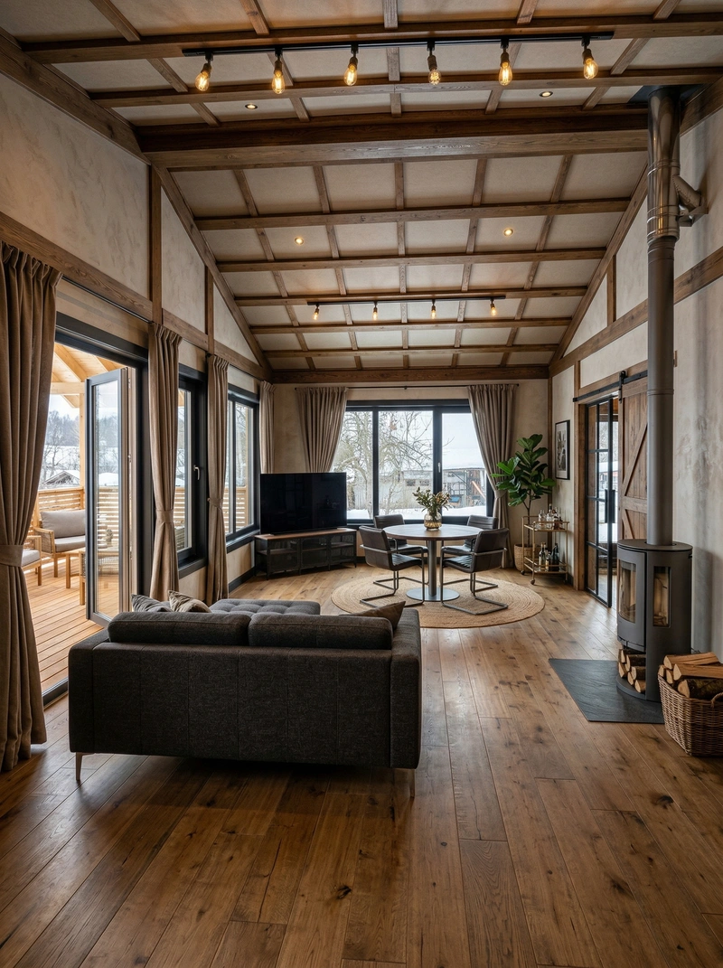 Дизайн гостиной в стиле Лофт — фото интерьера от нейросети RoomGPT