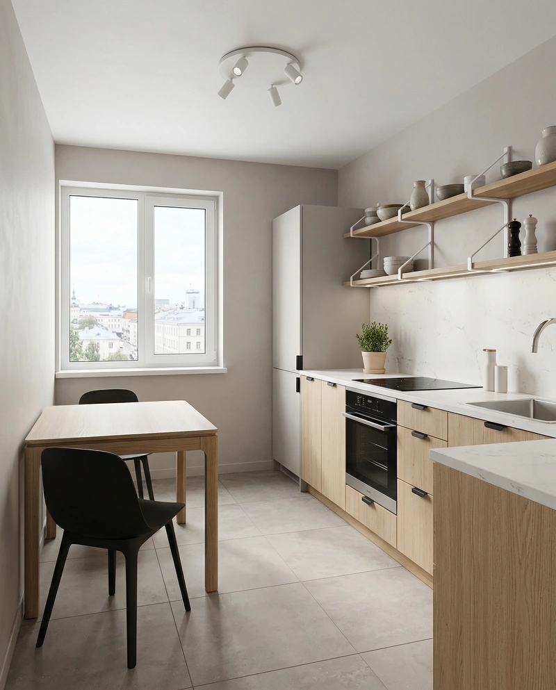 Дизайн интерьера в стиле Сканди — Кухня от нейросети RoomGPT