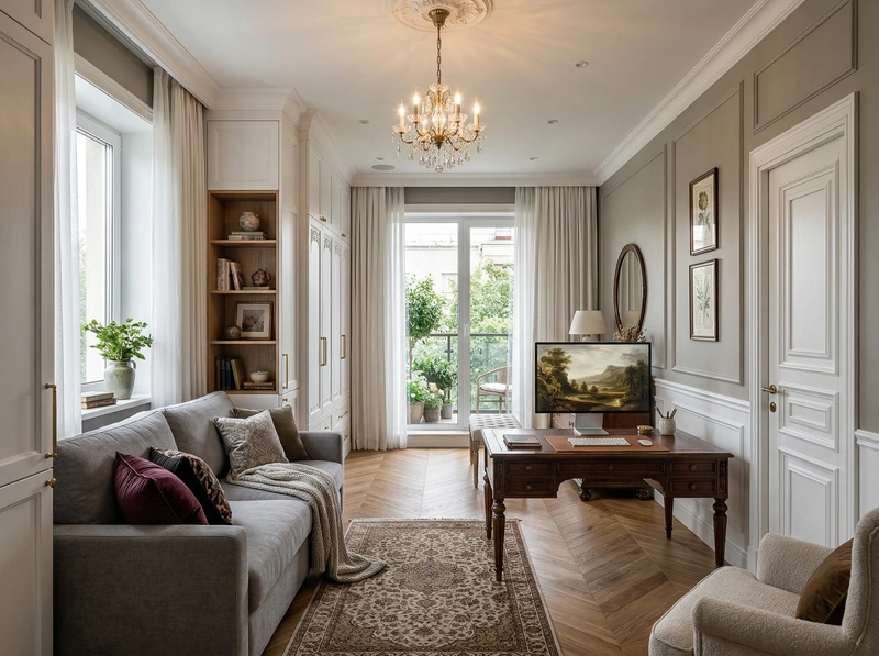 Дизайн интерьера в стиле Классика — Гостиная от нейросети RoomGPT