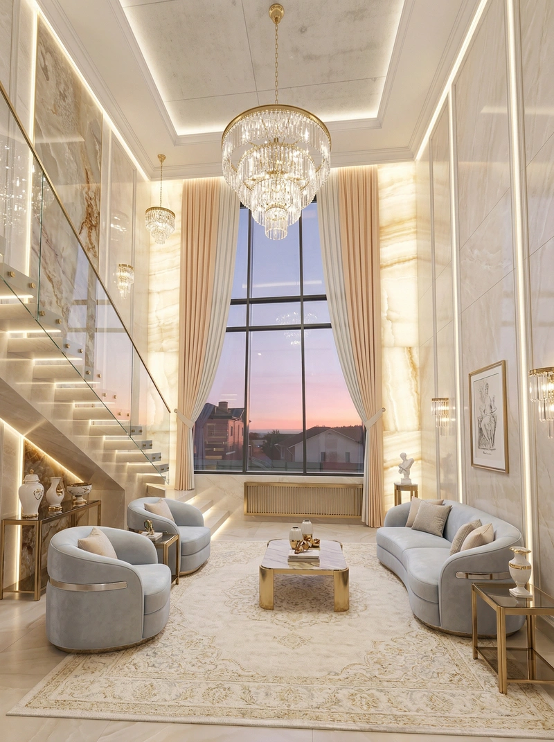 Дизайн гостиной в стиле Неоклассика — фото интерьера от нейросети RoomGPT