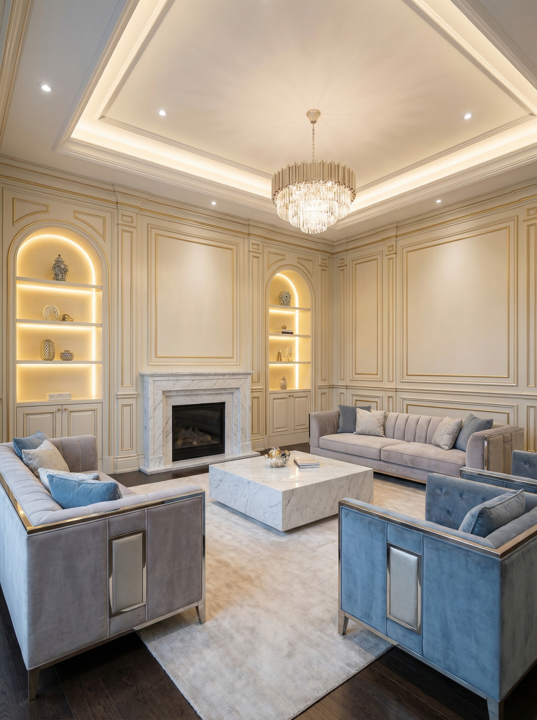 Дизайн гостиной в стиле Классика — фото интерьера от нейросети RoomGPT