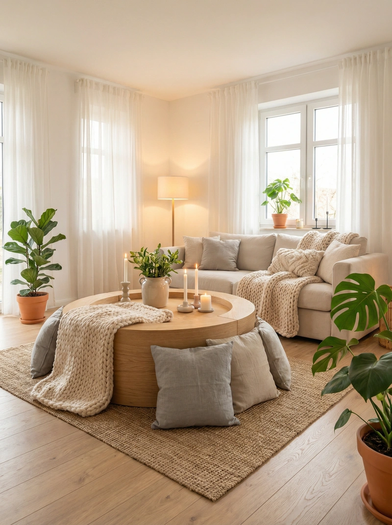 Дизайн интерьера в стиле Хюгге — Гостиная от нейросети RoomGPT