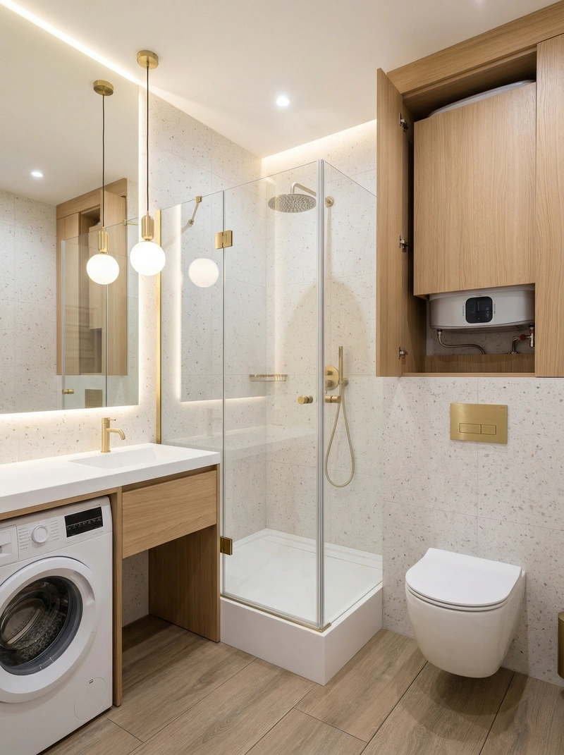 Дизайн ванной в стиле Сканди — фото интерьера от нейросети RoomGPT