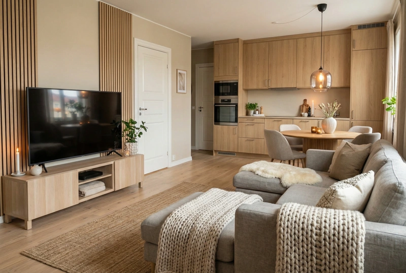 Дизайн интерьера в стиле Хюгге — Кухня от нейросети RoomGPT