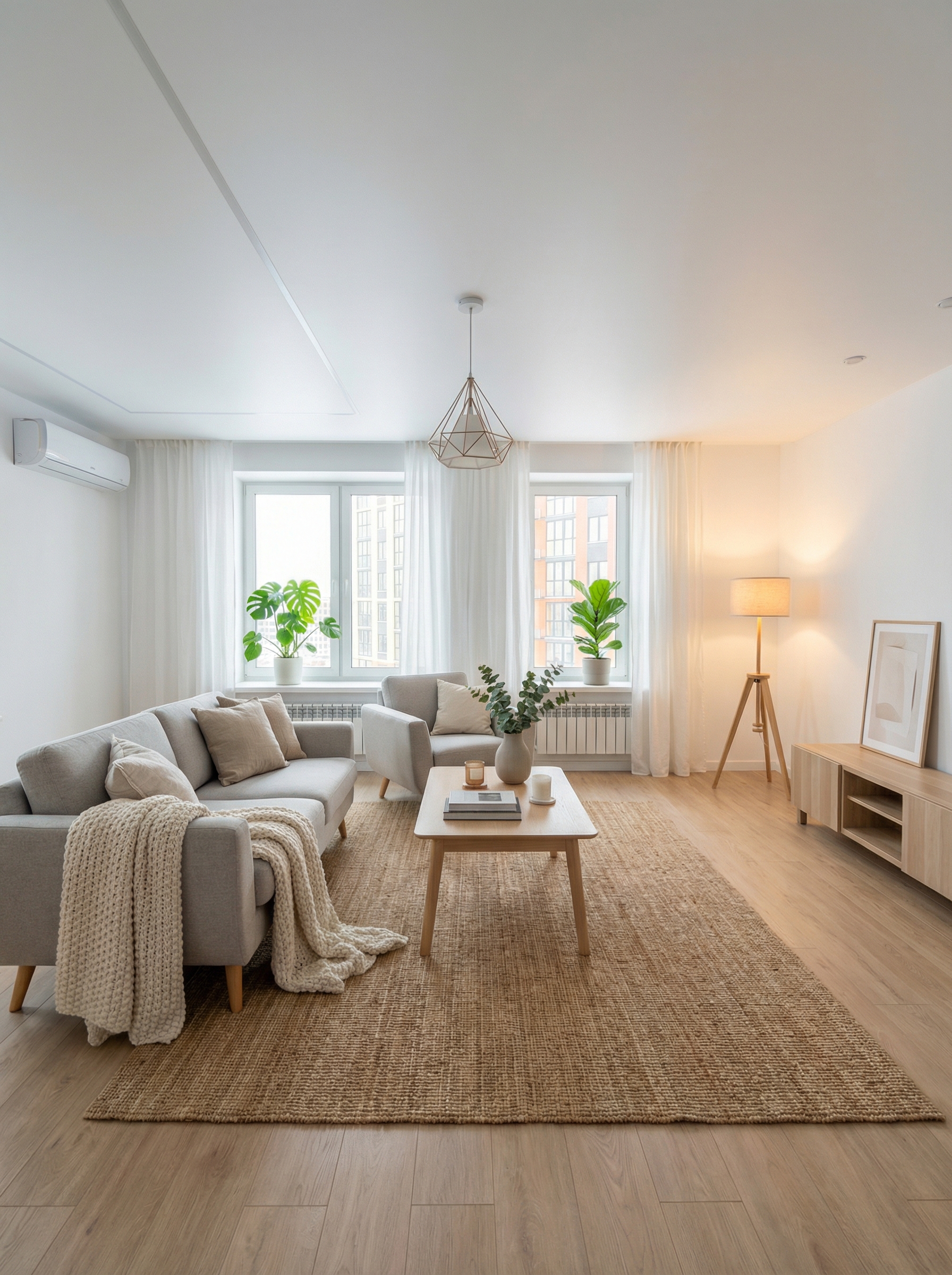 Дизайн гостиной в стиле Хюгге — фото интерьера от нейросети RoomGPT