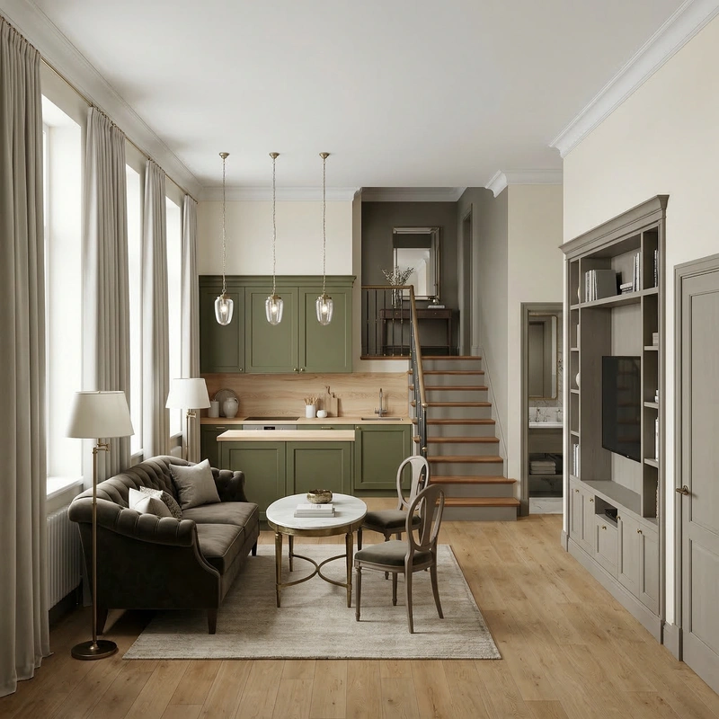 Дизайн интерьера в стиле Классика — Гостиная от нейросети RoomGPT