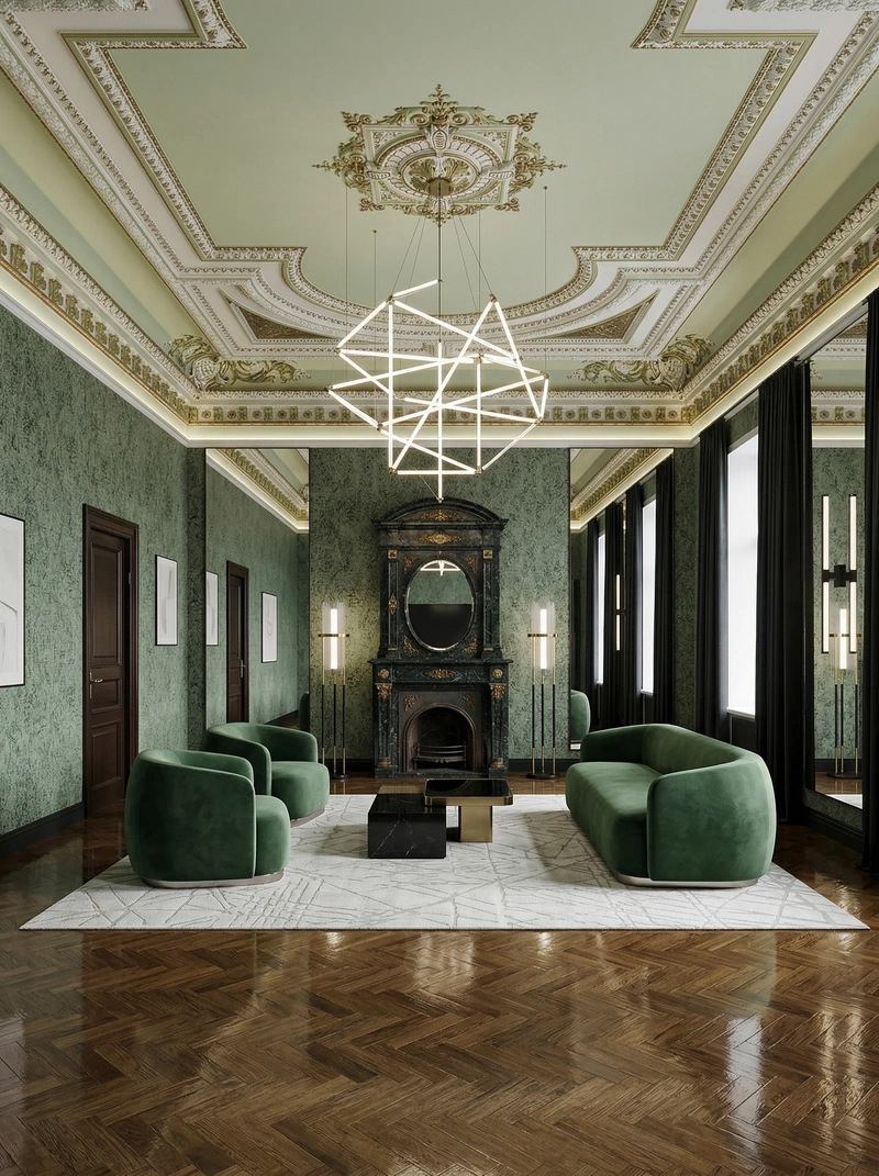 Дизайн гостиной в стиле Неоклассика — фото интерьера от нейросети RoomGPT