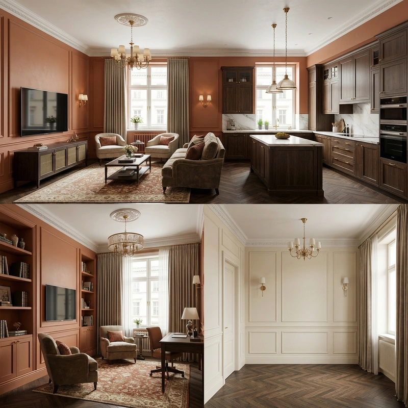 Дизайн интерьера в стиле Классика — Гостиная от нейросети RoomGPT