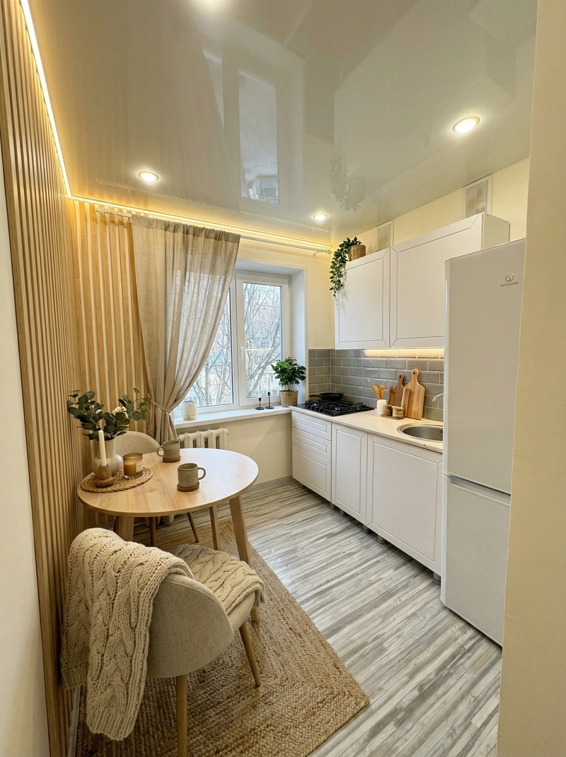 Дизайн интерьера в стиле Хюгге — Кухня от нейросети RoomGPT