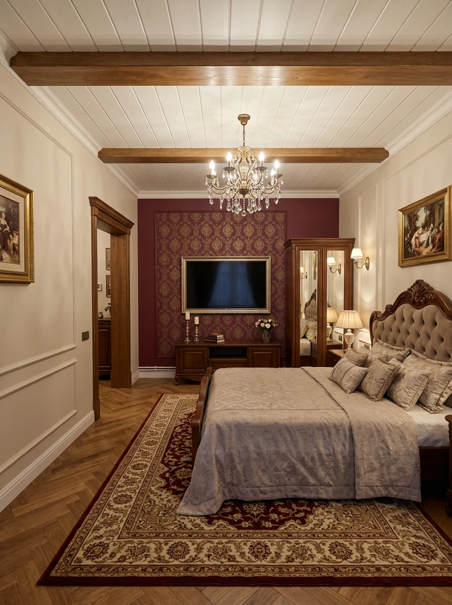 Дизайн спальни в стиле Классика — фото интерьера от нейросети RoomGPT