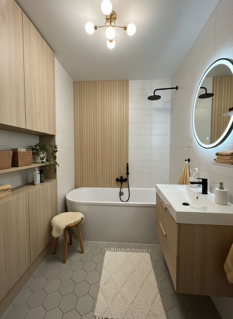 Дизайн интерьера в стиле Хюгге — Ванная от нейросети RoomGPT