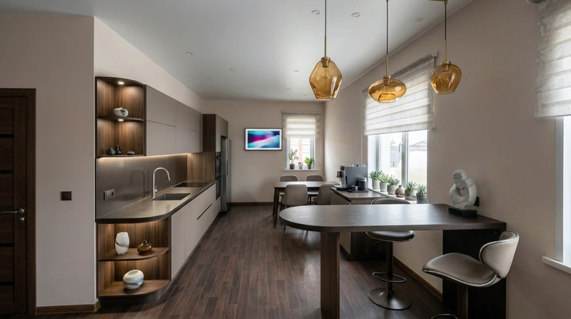 Дизайн кухни в стиле Контемпорари — фото интерьера от нейросети RoomGPT