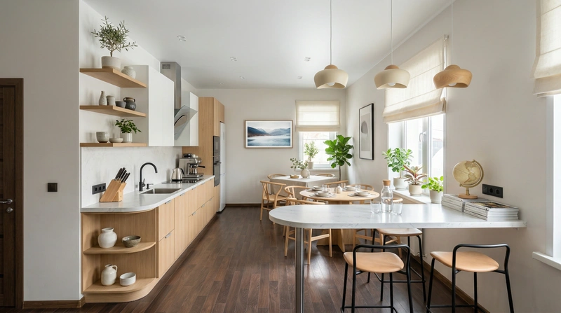 Дизайн кухни в стиле Сканди — фото интерьера от нейросети RoomGPT