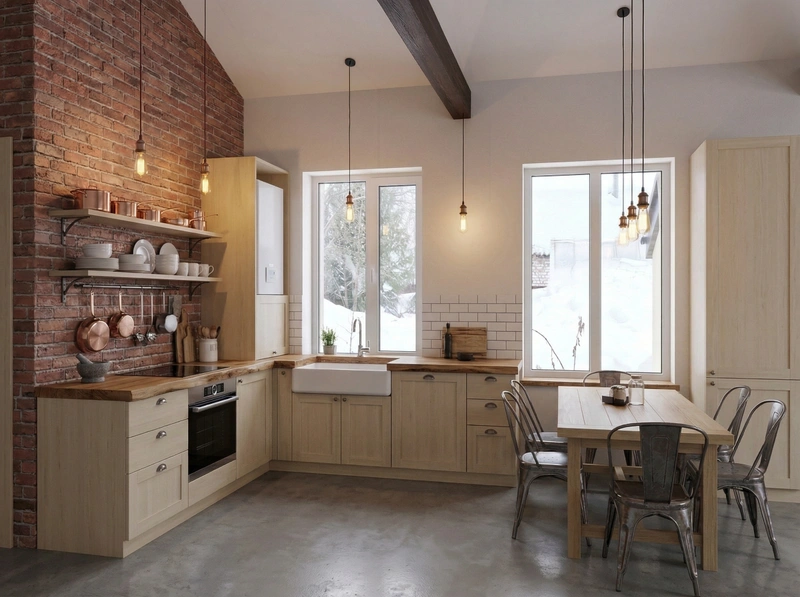 Дизайн кухни в стиле Лофт — фото интерьера от нейросети RoomGPT