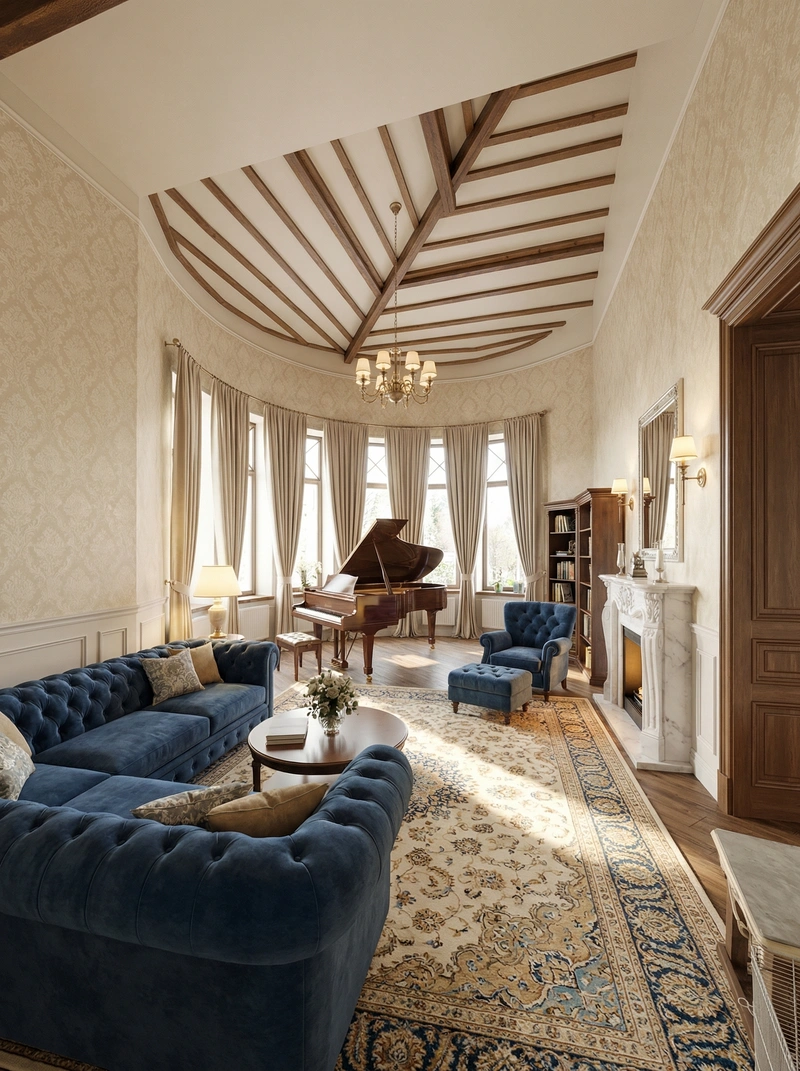 Дизайн гостиной в стиле Классика — фото интерьера от нейросети RoomGPT