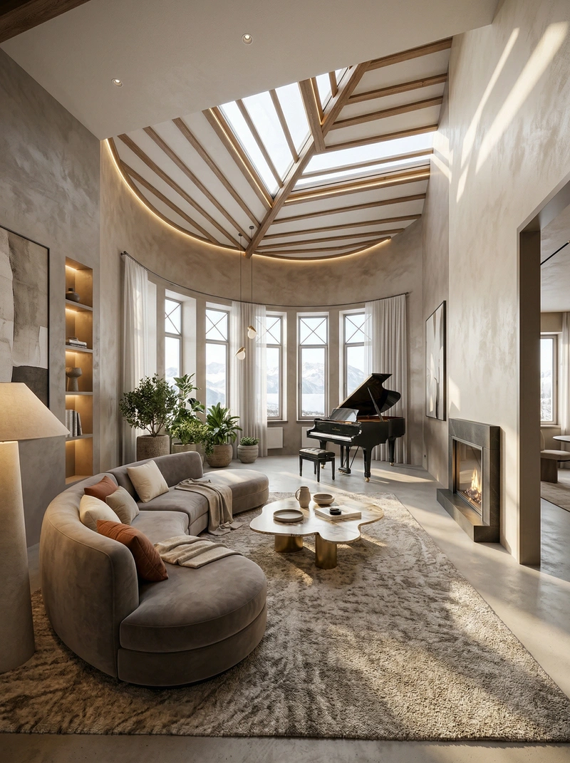 Дизайн гостиной в стиле Контемпорари — фото интерьера от нейросети RoomGPT