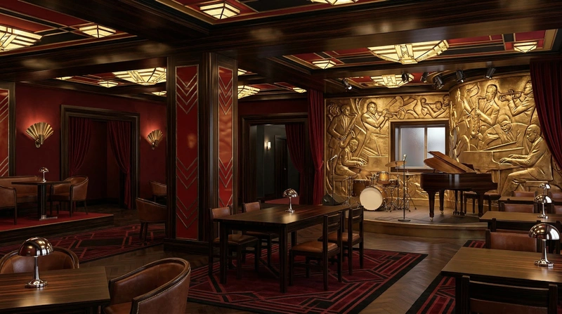 Дизайн гостиной в стиле Блэктэк — фото интерьера от нейросети RoomGPT