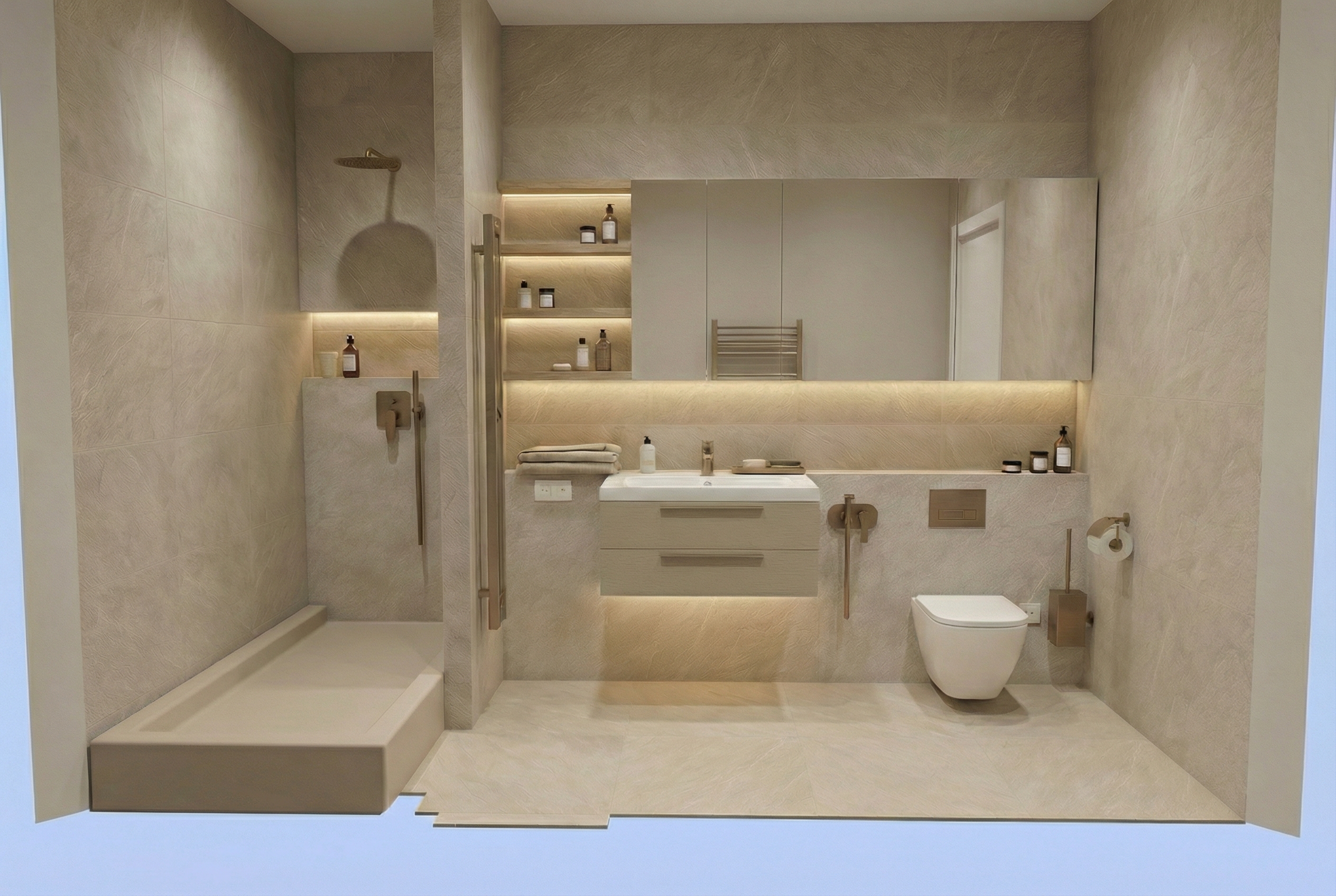 Дизайн ванной в стиле Минимализм — фото интерьера от нейросети RoomGPT